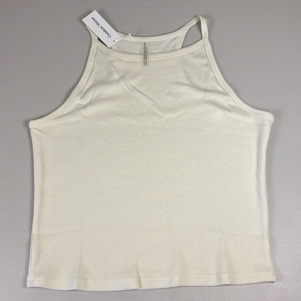 Outdoor Voices CozyRib Tank Milk Stone Off White High Neck Racerback XXL NEW - Picture 14 of 16